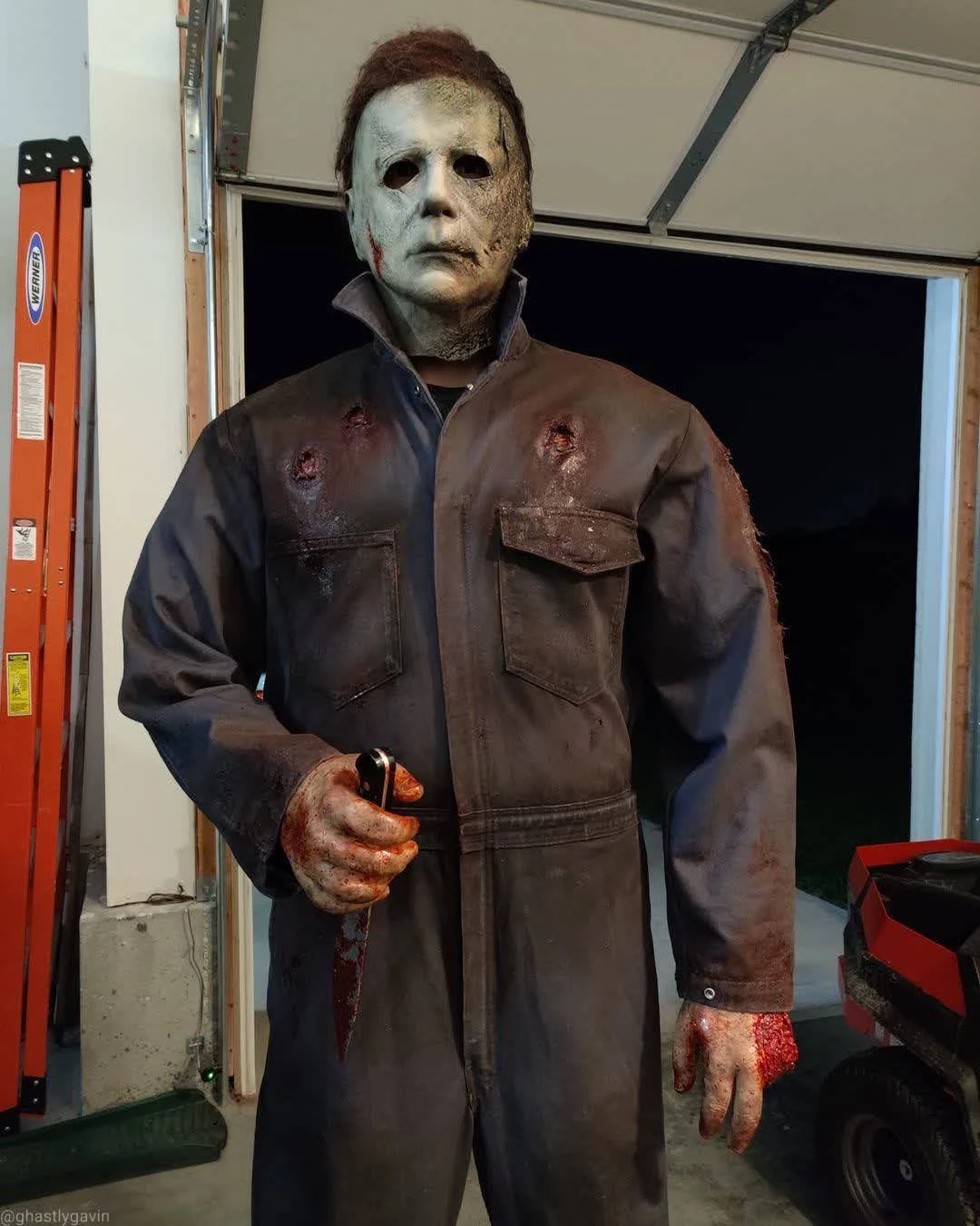 Fan wearing Gristle Box Nightmare Man costume